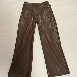 brown fake leather pants